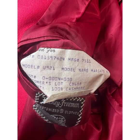 Hickey Freeman Red Cashmere Suit Jacket Blazer 3 Button Size 42 JP - Picture 8 of 9